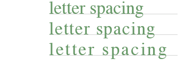 Figura ilustra três diferentes espaçamentos de letras